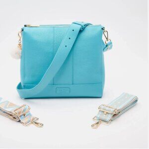 Pom Pom London Leather Westminster Messnger Bag Multi Straps-Cabana Blue-A685843